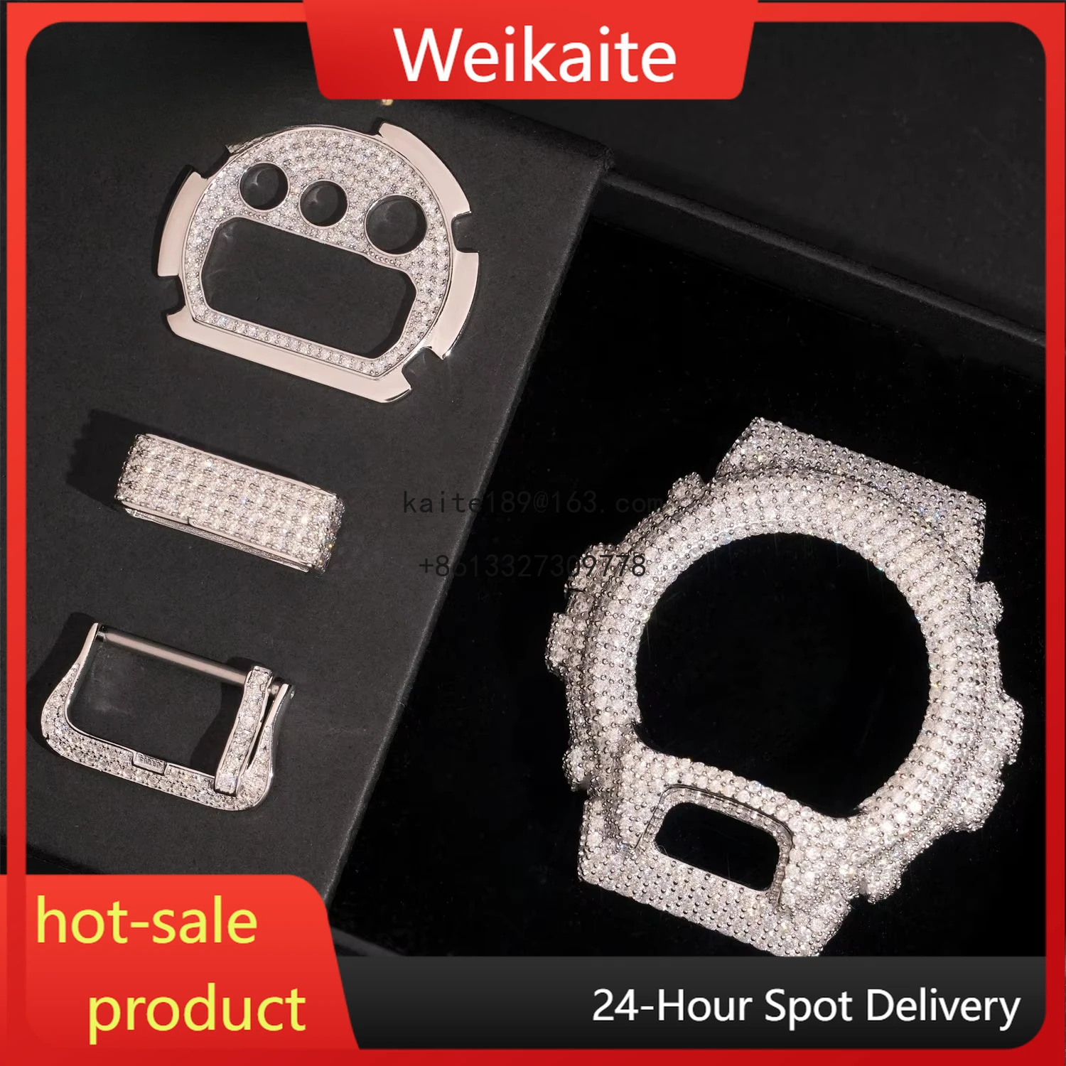 

Luxury Custom Watch+Case 925 Silver Iced Out Moissanite Gra Certified Accessory of Dial Bezel Strap Clasp Buckle Making