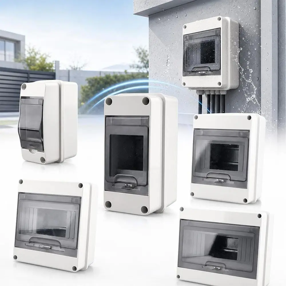 2/3/5/6/8/WAY Electrical Distribution Box Waterproof Transparent Hinged Cover Junction Box HT Series Internal Mounting Rail