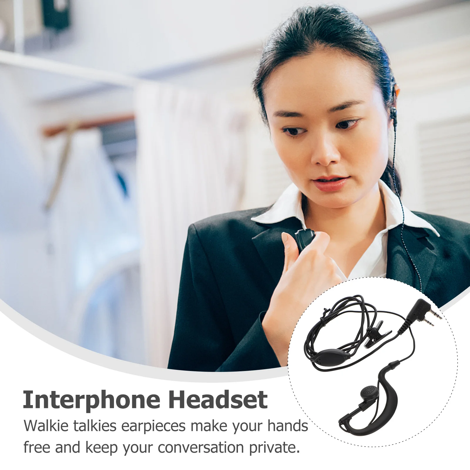 2 stuks oorhaak hoofdtelefoon walkietalkies duurzaam bedraad intercom headset beveiliging hotel restaurant praktisch gebruik langdurig veilig