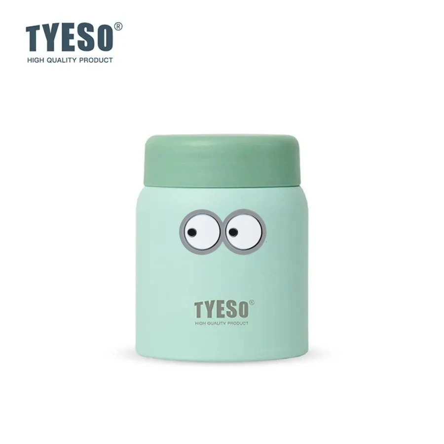 Tyeso 220ml Mini Cute Thermoses Compact Vacuum Flask Frosted Stainless Steel Portable Thermal Cup Leak-Proof With Sticker
