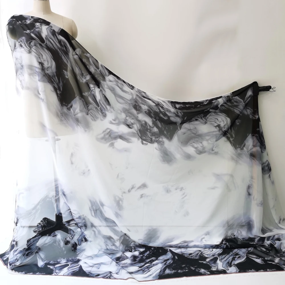 

Шифоновая ткань с принтом, 100 см * 148 см, точный выравниваемый цветочный дизайн для шитья шарфов и блузок