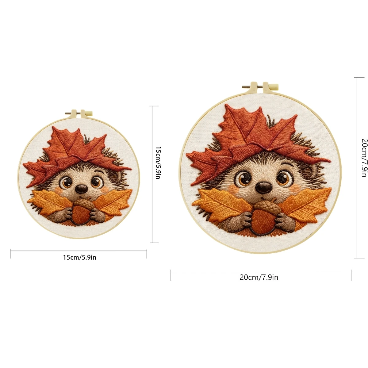 1 Set Herbstblatt-Igel DIY-Stickerei-Set für Anfänger, Stick-Starter-Kit, Kreuzstich-Kunstgeschenk, Nadelarbeiten – Detail 2