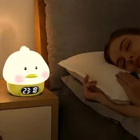 Creative Colorful Duck Alarm Clock Electronic Desk Clock Bedrooms Timer Bedside Patting Lamp Table Decoration Gift