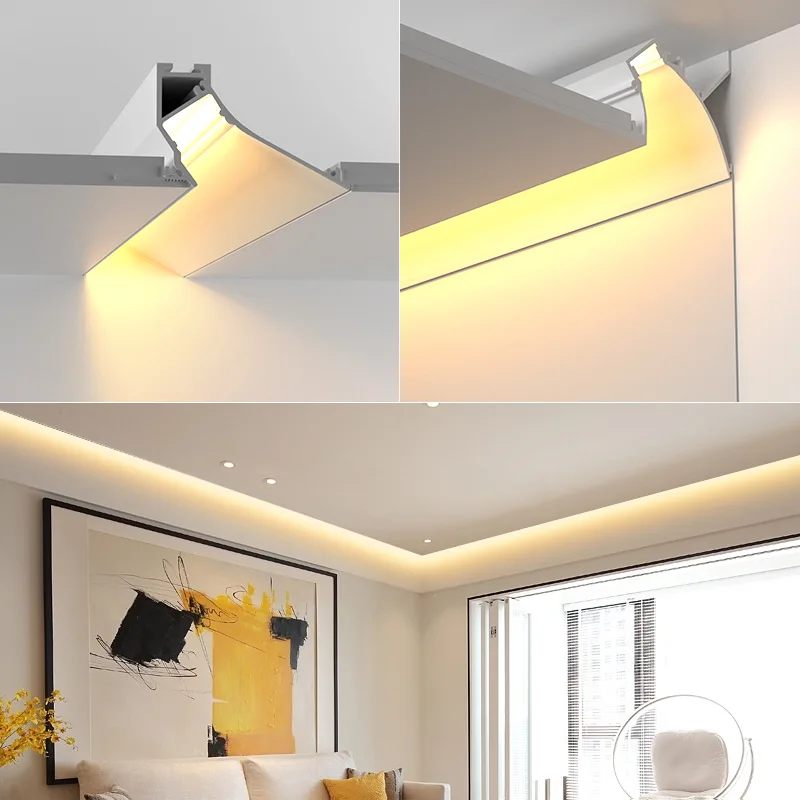 Barre lumineuse LED en aluminium encastrée, moderne, intérieur, décoration d\'intérieur, éclairage, rétro-éclairage, plafond linéaire, lampes à bande