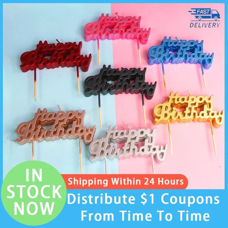 Birthday Party Cake Candle Atmosphere Layout One Piece English Baking Decoration Factory Directly Provides Letter Candles