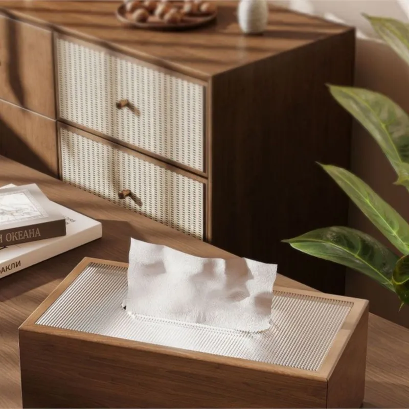 Wooden Tissue Box Home Living Room Restaurant Hotel Decoration Tissue Box Creative Light Luxury Retro Tissue Storage Box LF586