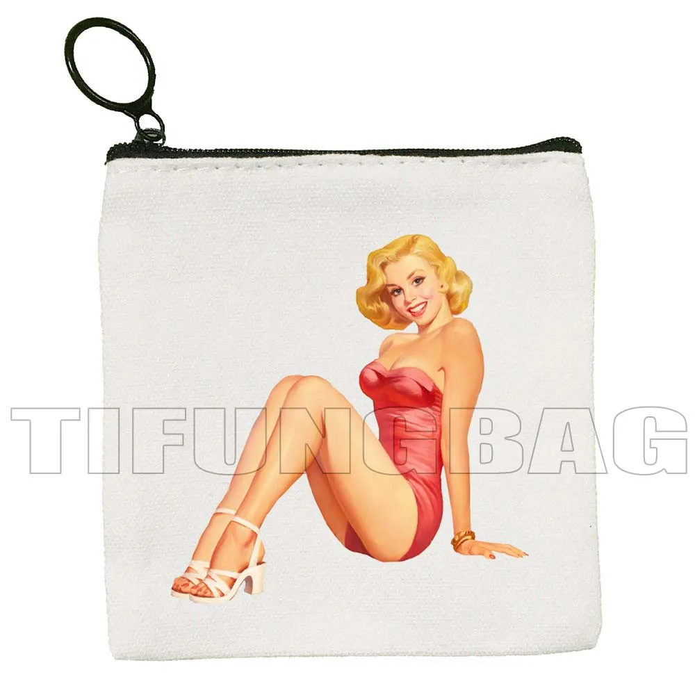 Vintage Marilyn Monroe Poster Andy Warhol Portrait Pop Art Canvas Coin Purse Bag Small Square Key Storage Card Bags Wallet Pouch