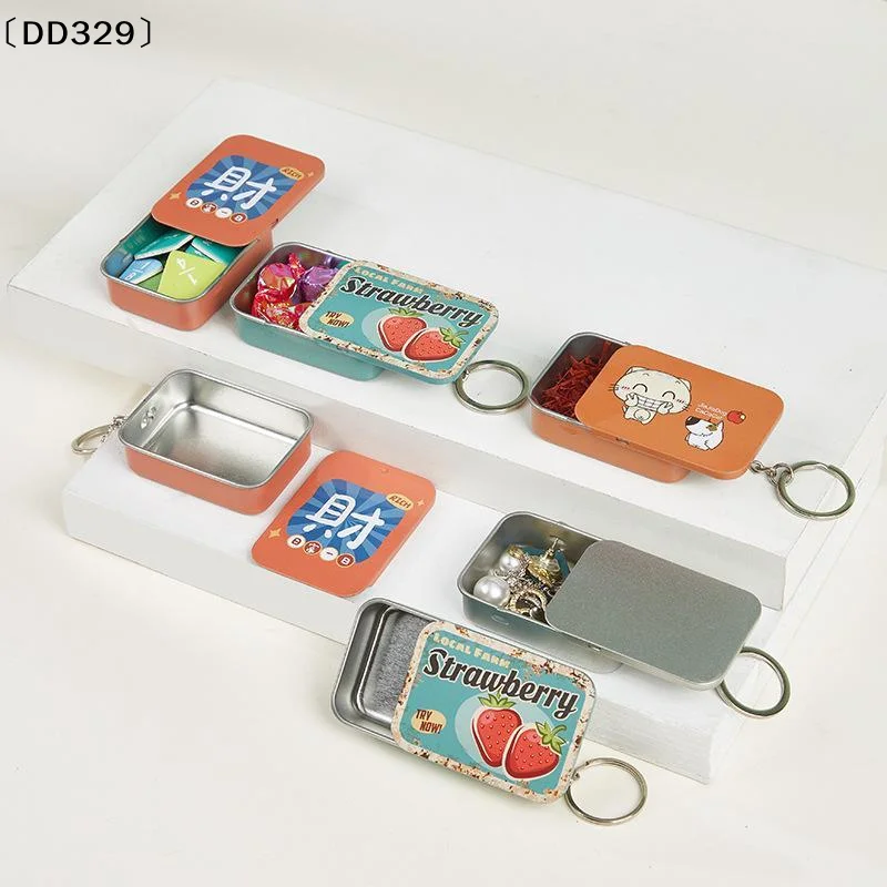 1Pc Rectangular Slide Top Containers Push-Pull Tin Box For Lip Balm Empty Metal Storage Boxes With Sliding Lids  〔DD329〕