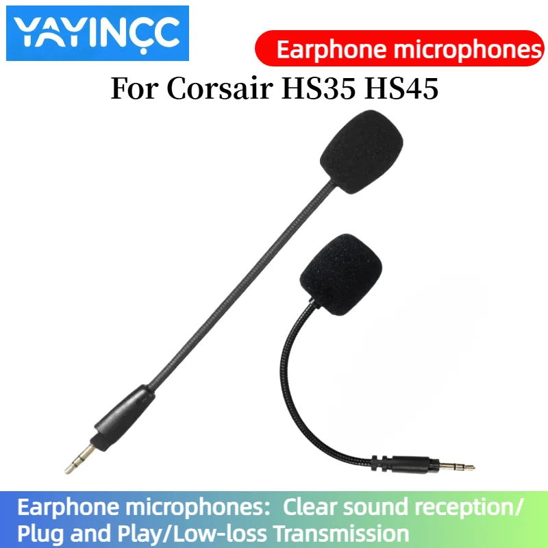 YAYINCC Replacement Gaming Mics 3.5mm Game Microphone For Corsair HS35 HS45 headset Clear sound reception / plug and play MIC
