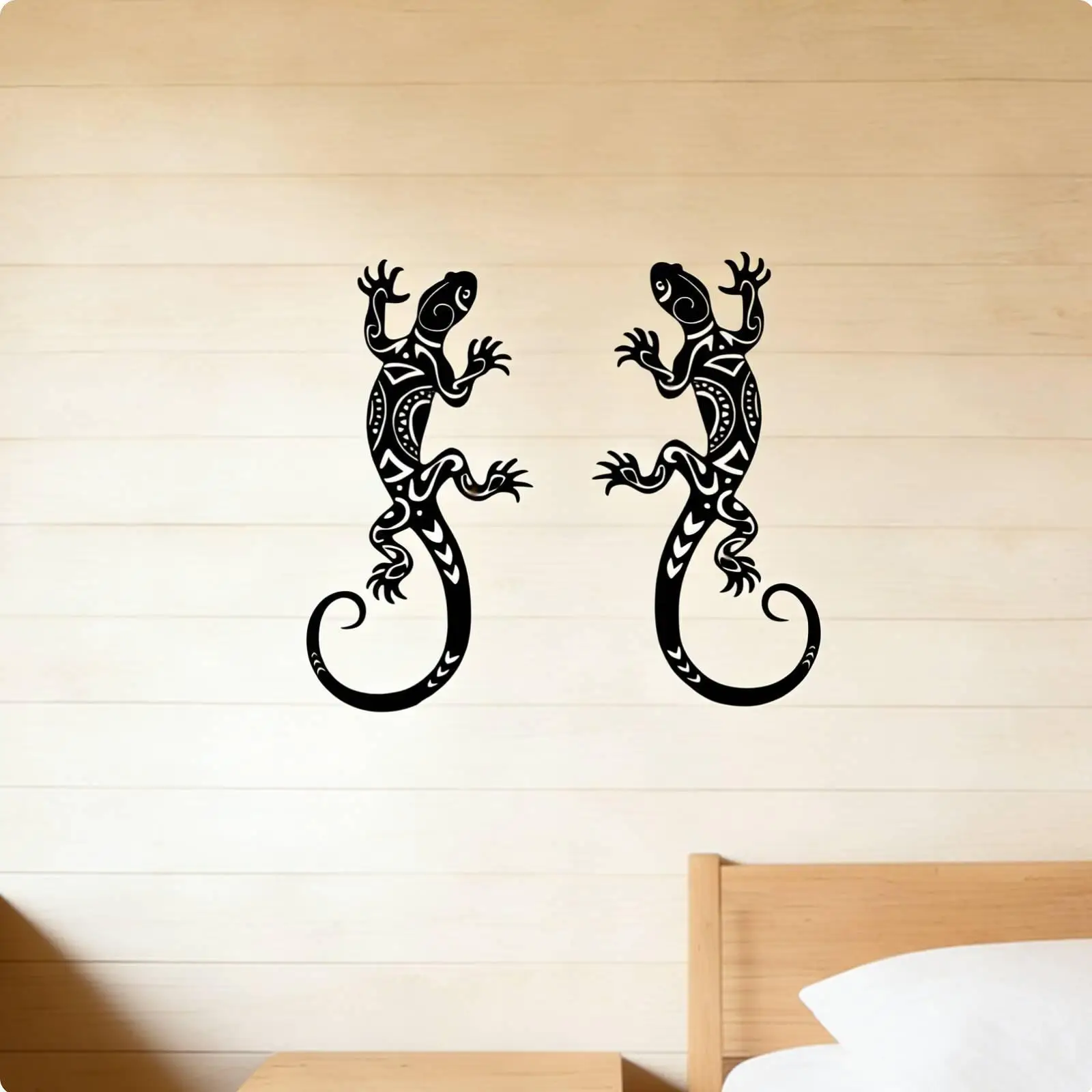 Iron Wall Art Geckos Set Metal Reptile Decor Hollow Silhouette Wall Sculpture for Entryway Garden Patio