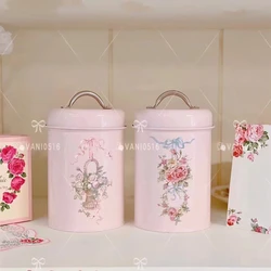 Canister Iron Kitchen Tins Tea Coffee Sugar Storage Container Food Storage Boxes Candy Snack Jars Pink Airtight