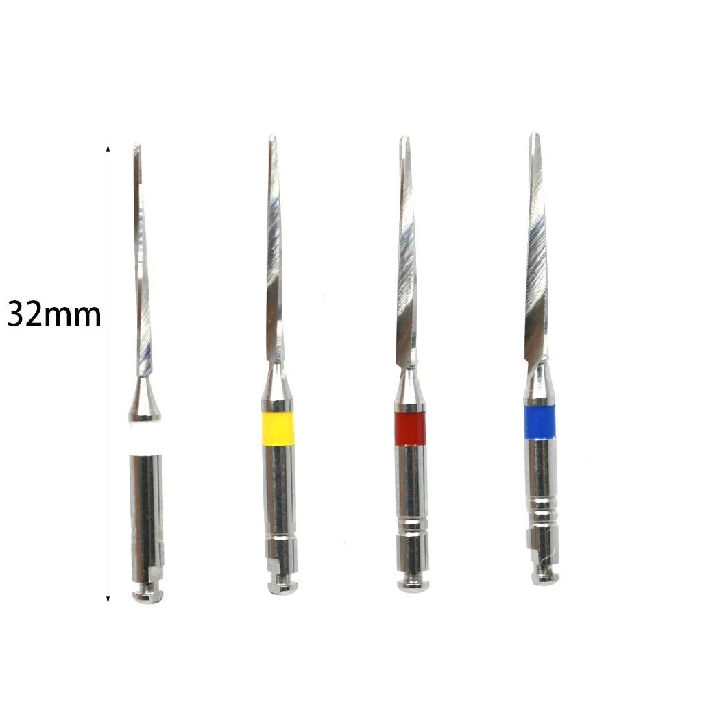 4Pcs/Box Dental F4 Fiber Drill Metal Reamers Drills Bit For Fiber Post Engine Endodontics Files Refills Dentistry Lab Materials