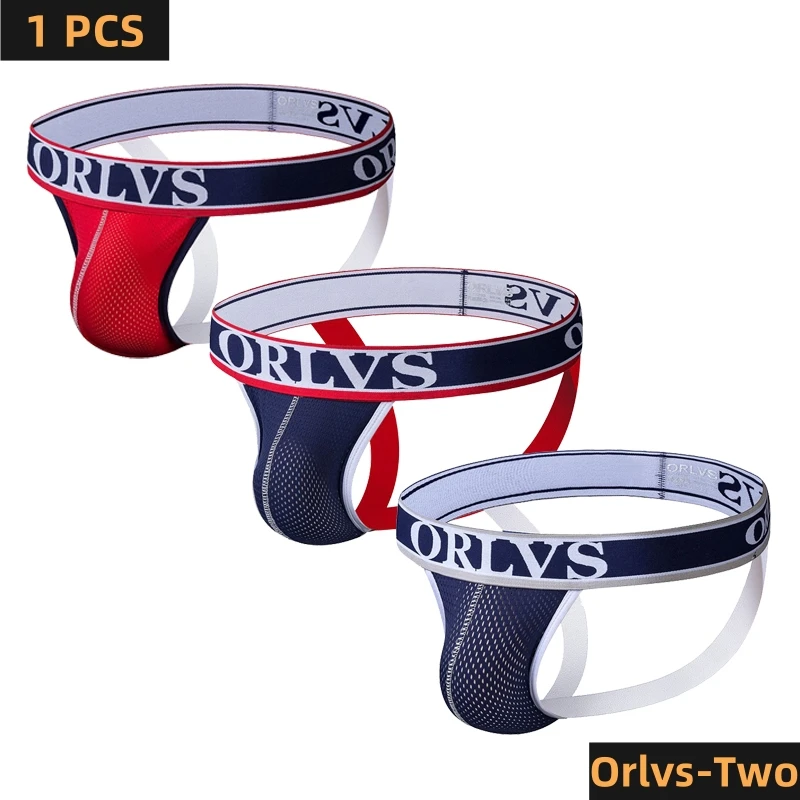 ORLVS Sexy Gay Underwear Men Jockstrap G-String and Thongs Homme Briefs Gay Mens Underwear Cotton Comfortable Jockstrap