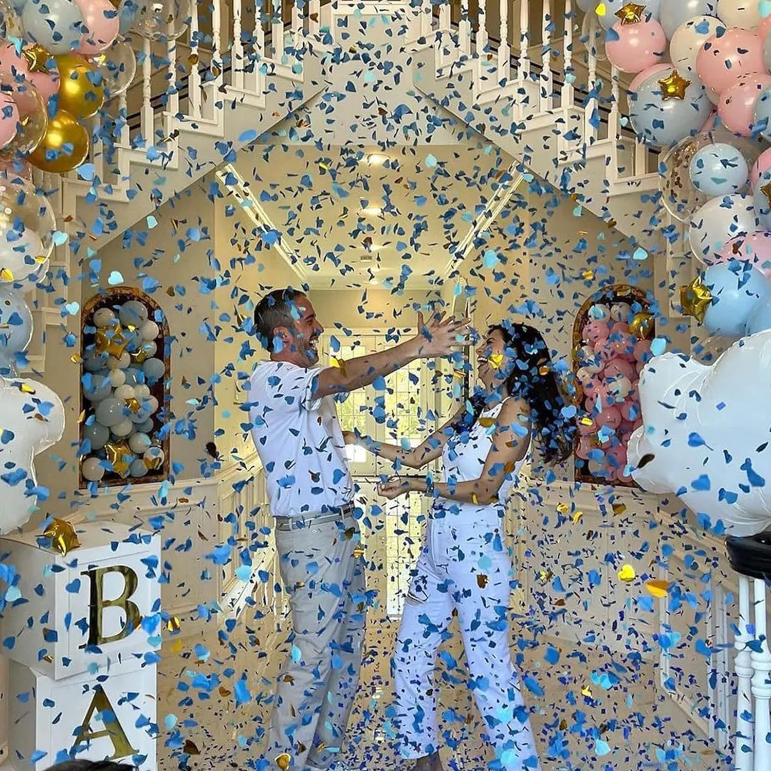 4 عبوات من قصاصات النثار الوردية للكشف عن الجنس على شكل قلب، قصاصات حفلات بوبرس للأولاد والبنات، تكشف عن الجنس، رماة الحفلات