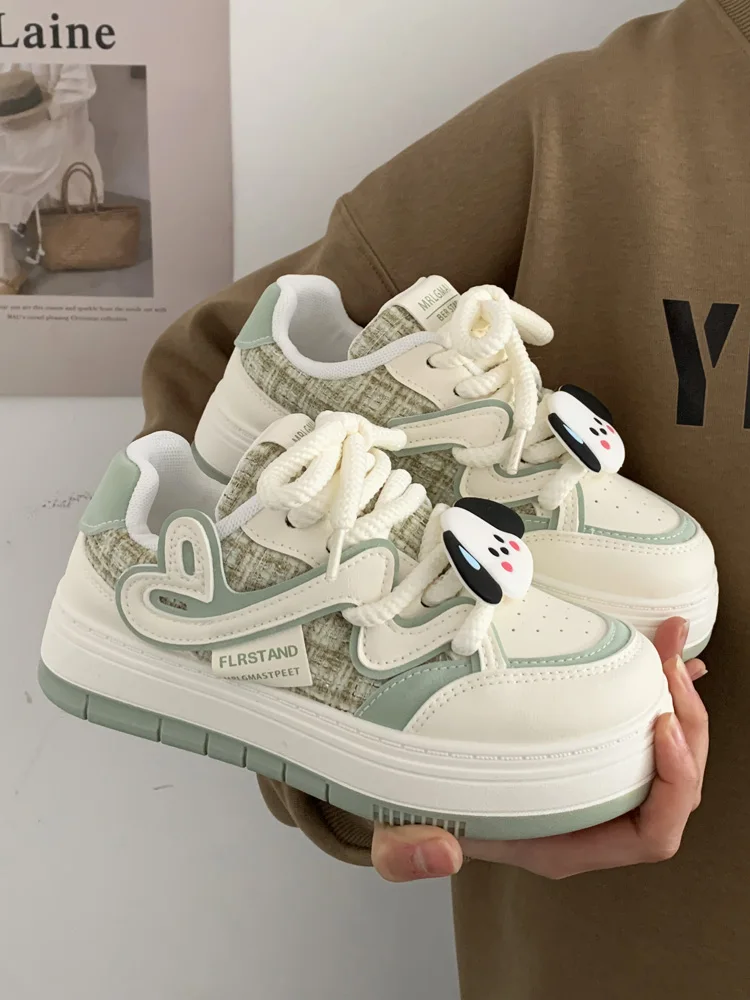 Spring Thick Bottom De Xin Shoes Unisex Casual Sneakers round Toe Cross Buckle Net Lined Leather Upper Rubber Sole