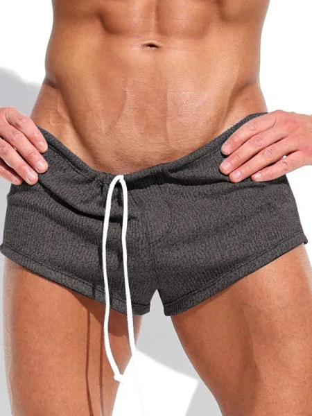 Mens Running Shorts 3 Inch Summer Drawstring Low Waist Workout Shorts Underpants