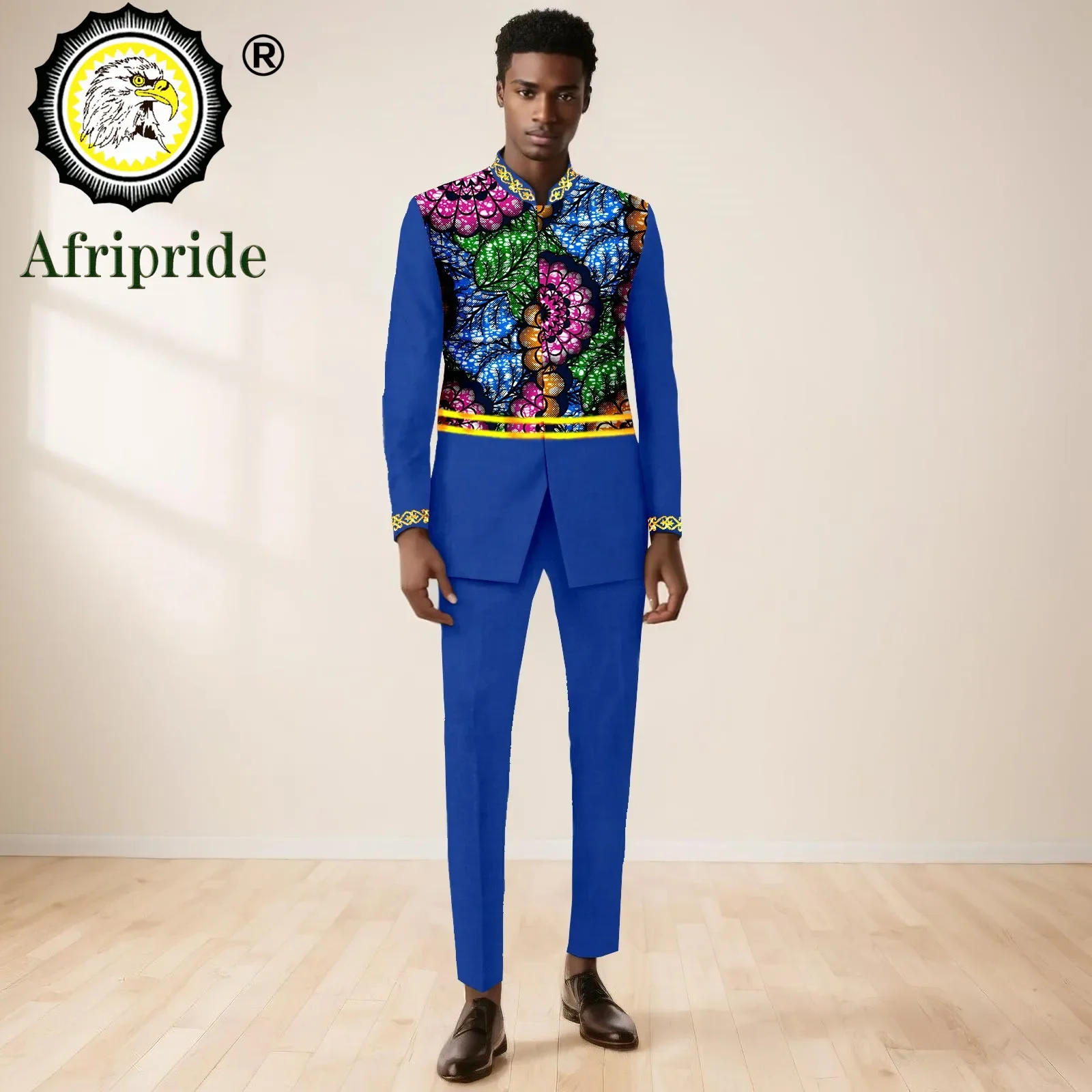 African Suits for Men Slim Fit Embroidery Single Breasted Full Sleeve Printed Blazer and Pants Set Formal Outfits 2416054