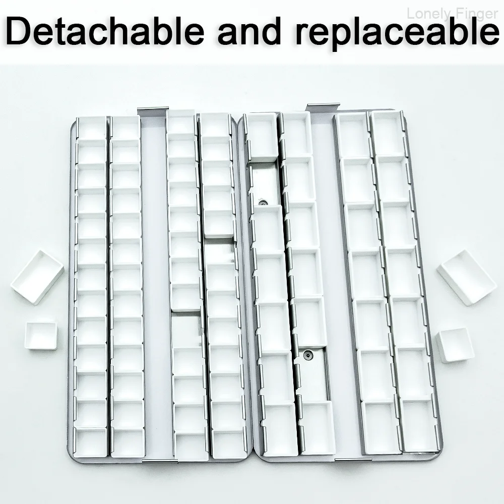 لوحة ألوان مائية فارغة للسفر، لوحة ألوان مائية مع مقالي شبكية بلاستيكية 52/28 للغواش والاستوديو والرسم الخارجي #4