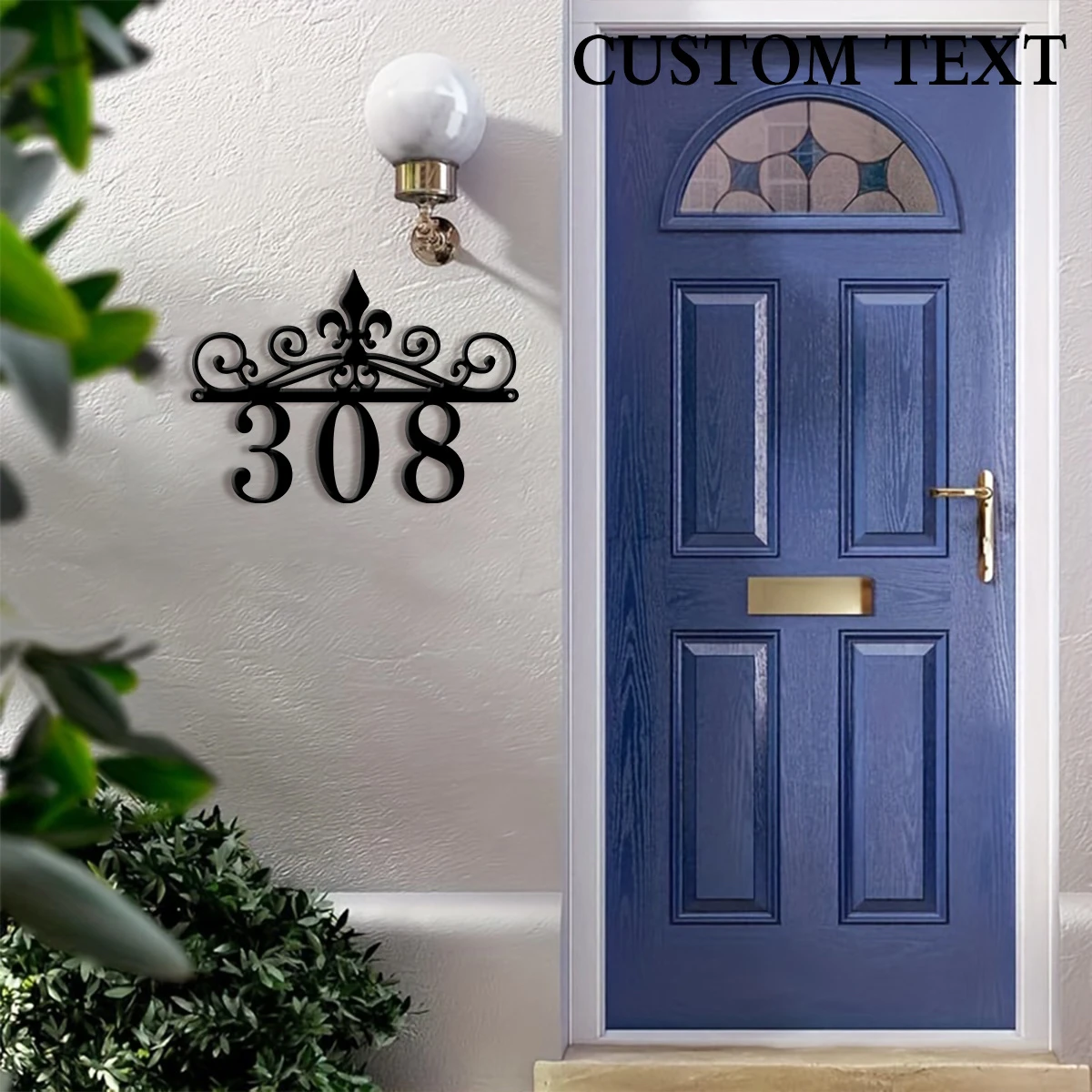 Custom Metal House Number Sign - Retro Ornate Style, Personalized Outdoor Wall Art, Ideal for Home Address Display