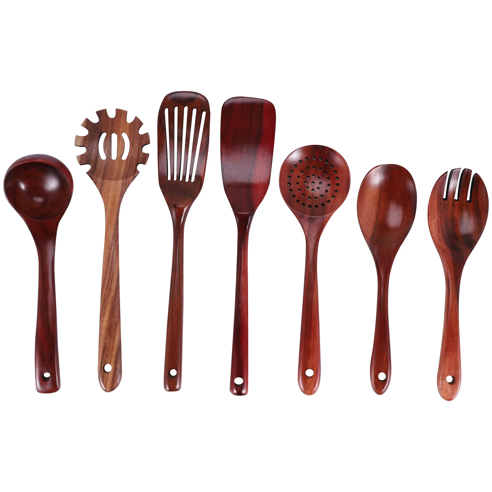 Wooden Kitchen Utensils Set,Wooden Spoons for Cooking Natural Teak Wood Kitchen Spatula Set for Including 7 Pack