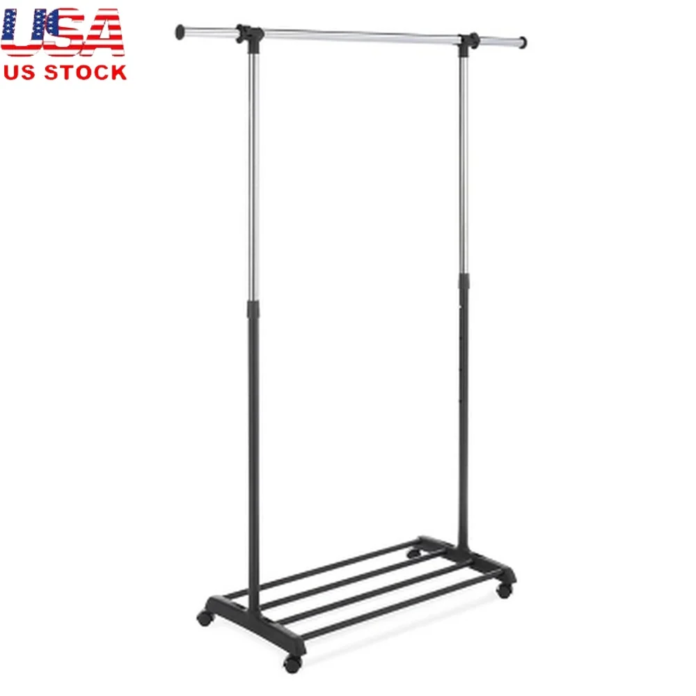 

Deluxe Adjustable Clothing Rack Metal and Plastic Garment Organizer 100 lb Capacity Easy No Tools Assembly Home Use