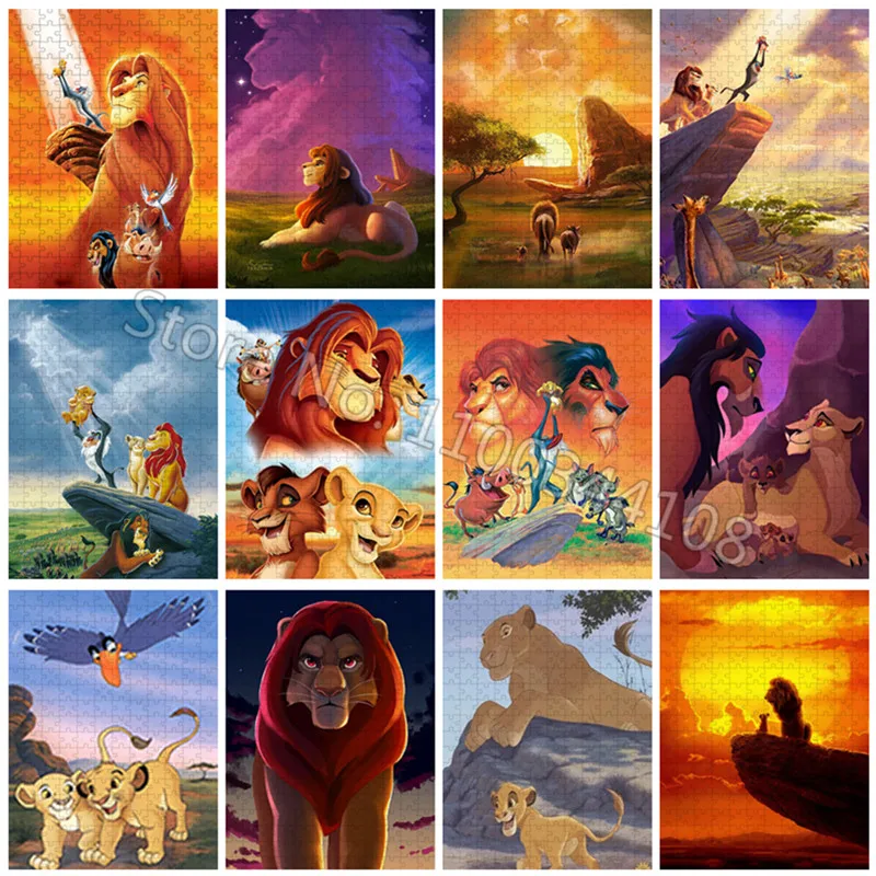 Simba The Lion King Jigsaw Puzzles Disney Movie Cartoon Paper Puzzle for Adults Decompressing Bauble Children Education Toys