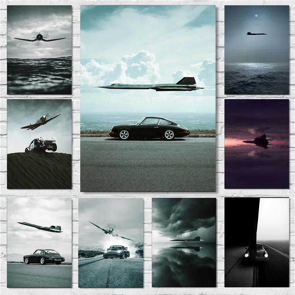(No frame)Blackbirds Black Sport Car Fighter Jets Prints Poster Canvas Painting Hd Modern Wall Art Pictures Living Room Bedro