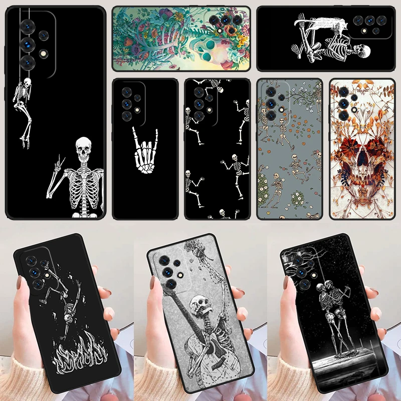 Bones Skeleton Coque For Samsung Galaxy A52 A72 A73 A20e A21S A50 A70 A11 A12 A42 A31 A40 A51 A71 A32 A80 A91 Phone Case Cover