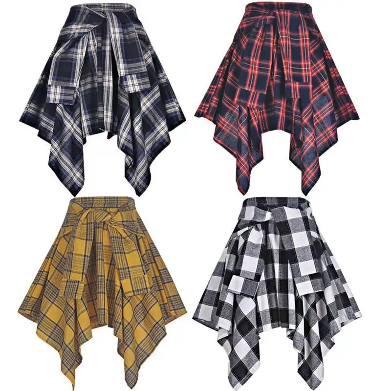 

2024 Special Punk Dark Red Plaid Lace Skirt Sweet Cool Hip Slit Goth Skirt Women for Party Club Street Dress Black Dress