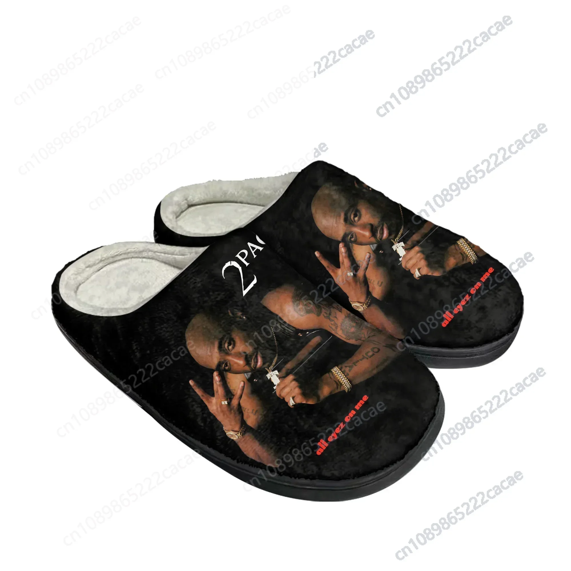 Rap 2Pac Tupac Home Cotton Custom Slippers Mens Women Sandals Plush All Eyez on Me Casual Keep Warm Shoes Couple Thermal Slipper