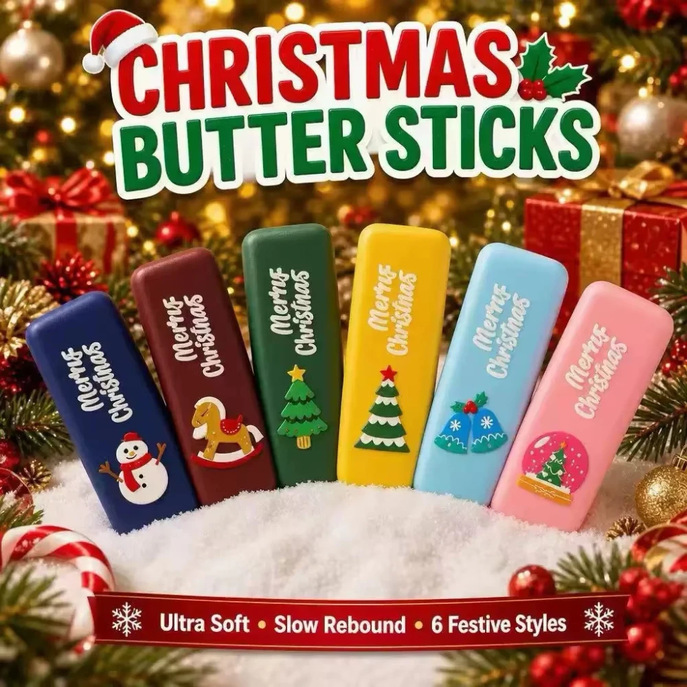 Butter Stick Squeezed Toy Christmas Theme Snowman Crackling Butter Bar Hand Relax Kneading Sensory Stress Stick