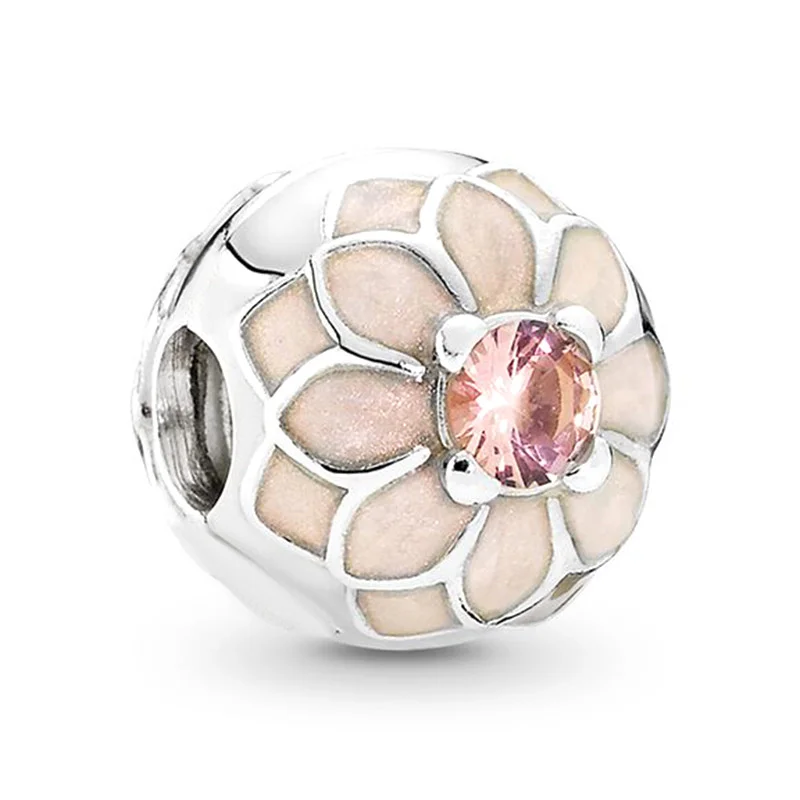 

New Hot Pink Diamond Studded Key Pendant Luxury Bead Silver Plated Charm for Women DIY Bracelet Necklace Jewelry Gift Accessory