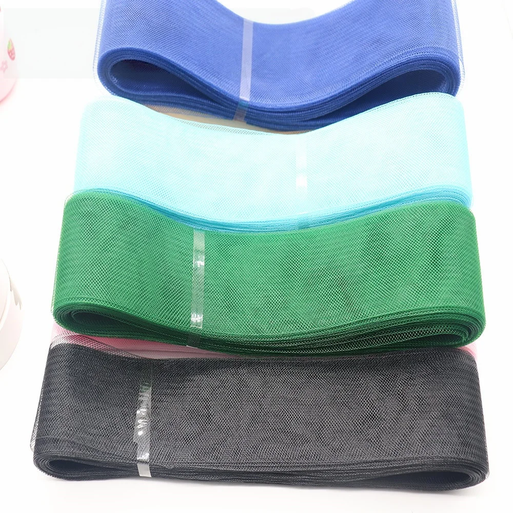 2' 5cm Soft Polyester Plain Crins Ribbon Braid Mesh Fabric Flat Crin Ribbon For Crafts, Women DIY Hat, Hat Accessories 50 Yards
