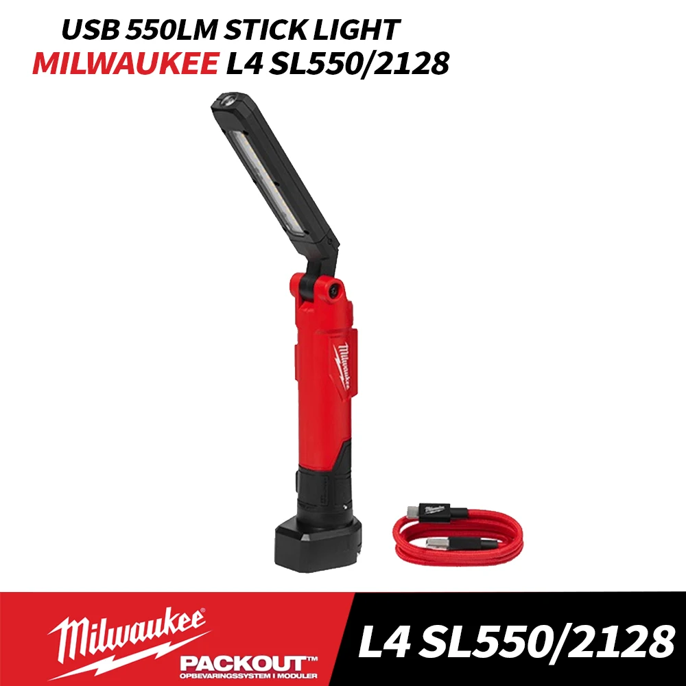 Milwaukee L4 SL550/2128 REDLITHIUM™ USB 550LM Stick Light W/ Magnet Flashlights MILWAUKEE 2128 Flashlights