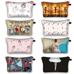 Bonito Ballet Art Print Cosmetic Case, Sacos De Maquiagem, Caixa Organizadora Para Mulheres, Batom, Saco De Beleza, Casos De Higiene Pessoal, Moda