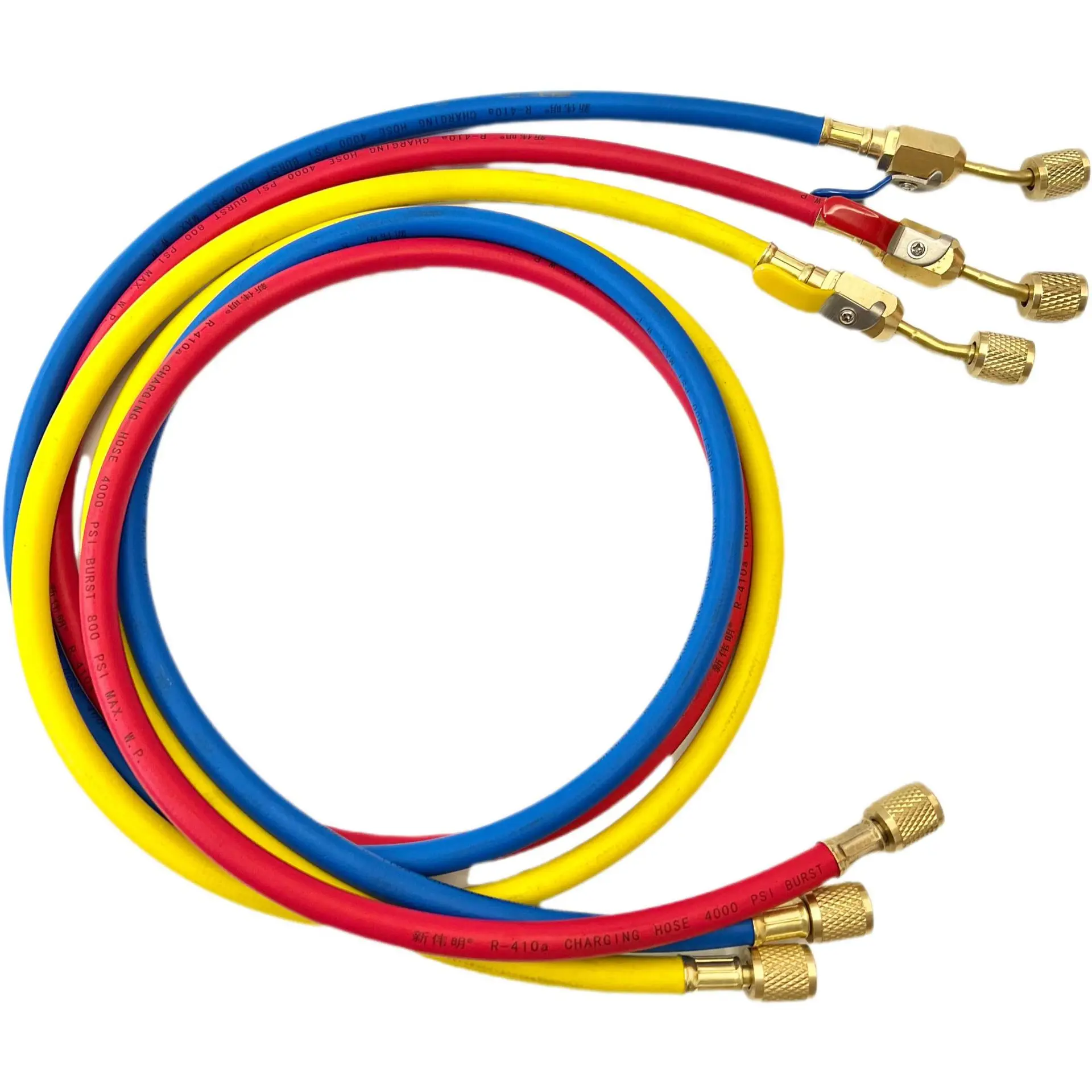 1pcs 150cm HVAC 1/4Inch SAE 600 PSI R134a  R22 Charging Hoses with Shut Valve