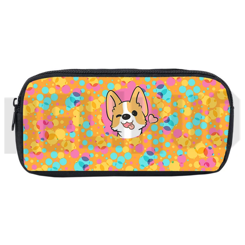 Welsh Corgi Pembroke Pencil case Women Cute Cartoon Korgi Make Up Box Storage Girls hand bags Gifts Stationery Pet Dog Pen box