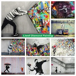 Artist Banksy Graffiti Art 5d Diamond Painting Full Square Drills Balloon Girl Embroidery Cross Stitch Crystal Craft Home Decor