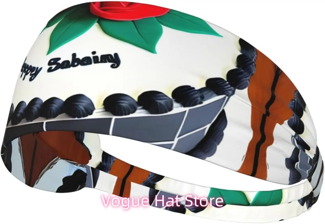 

Elastic Exercise Headband, Outdoor Sports Elastic Headband, Fitness, Yoga, Running, Cycling Delicious Cakes Pattern