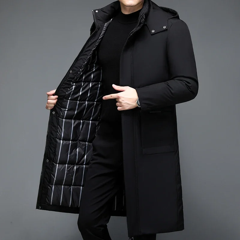 سترة شتوية عالية الجودة من LIBIELIY للرجال سترة واقية طويلة دافئة بقلنسوة سترة رجالية سميكة ودافئة غير رسمية سترة واقية من الرياح