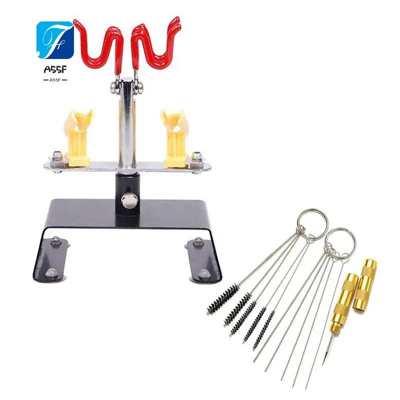A55F-Airbrush Holder Airbrush Station Stand Kit Rotate Holds Up To 4 Mount Spraygun Holder With Airbrush Cleaner Accessories