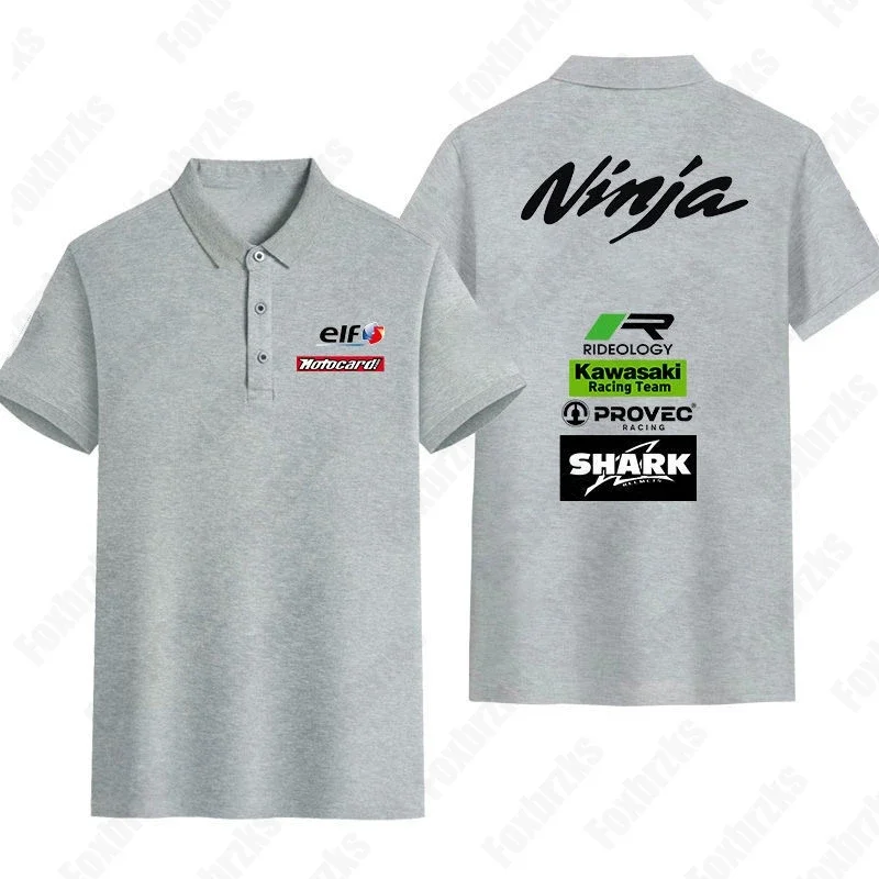 

Summer New Men Women Kawasaki Polo Shirt Motorcycle Heavy Locomotive Short Sleeve Boys Loose Casual KID/Adult Team Top