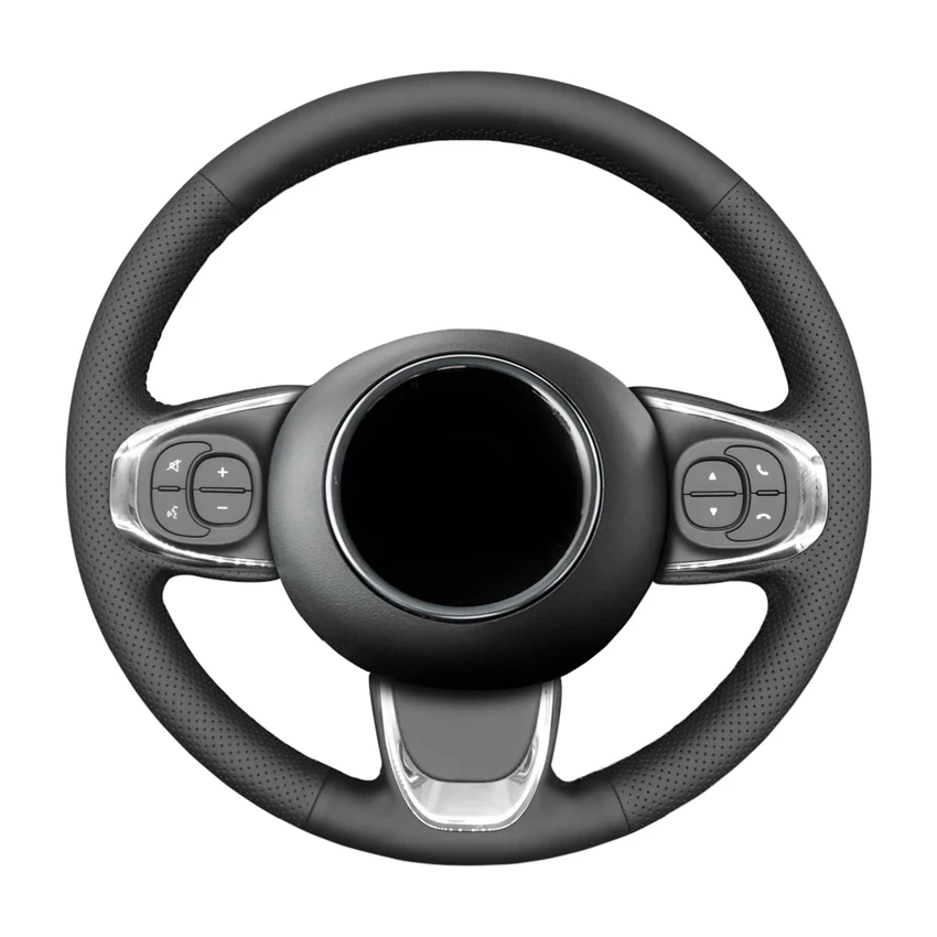 

Black Faux Leather Car Steering Wheel Cover For Fiat 500 2015-2021 500C 2016-2021