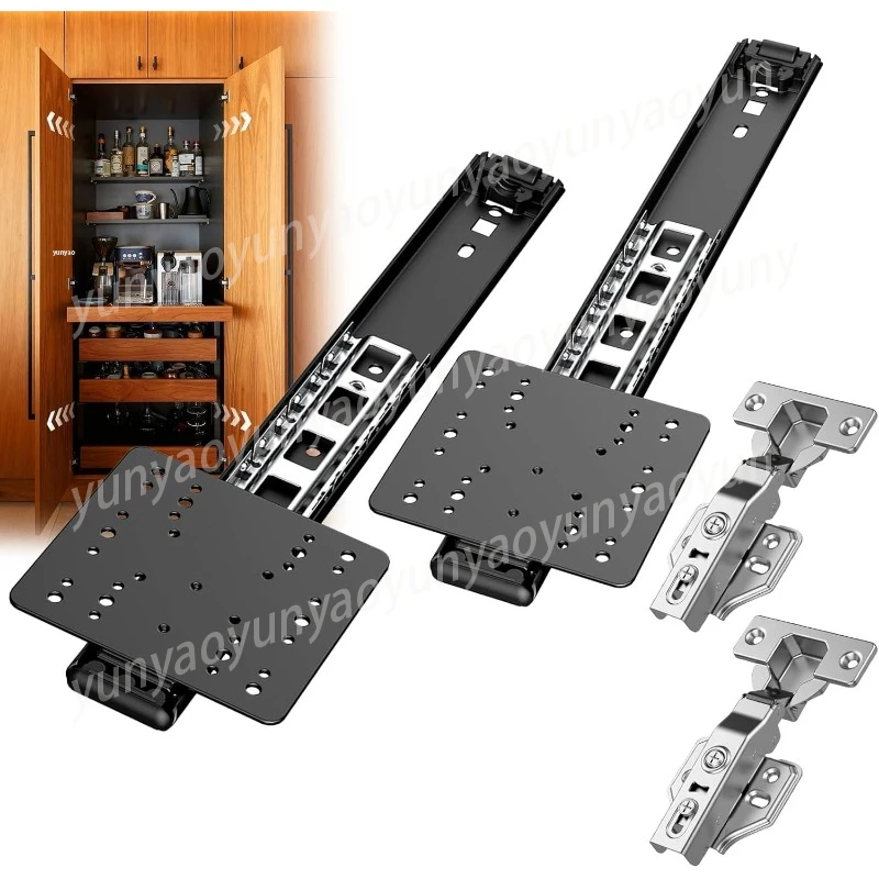 12In Hidden Pocket Door Slides Soft Close Silent Steel Ball Electroplating Drawer Hardware for Wardrobe Cabinet