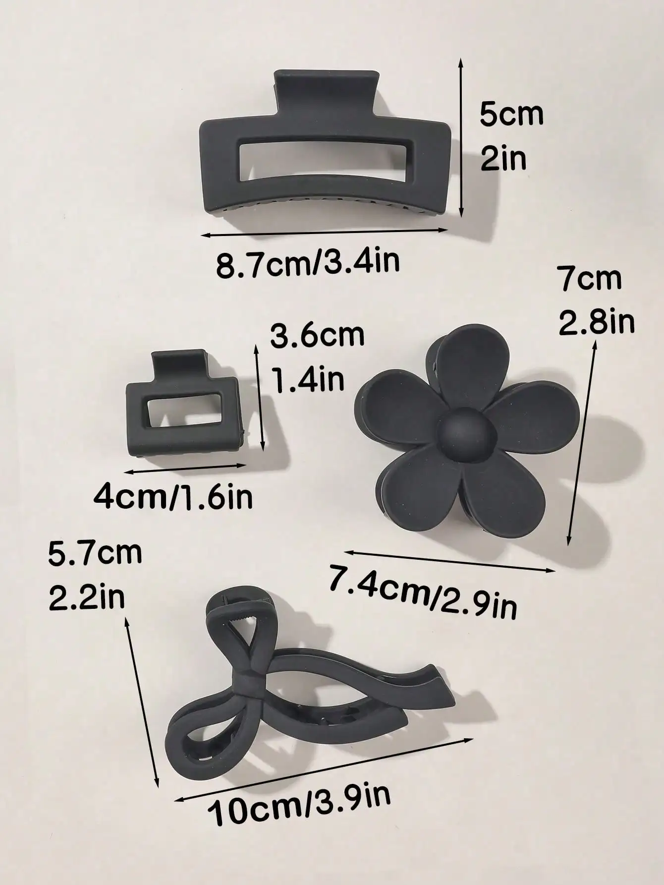 4 Stück neutrale Farben, große Krallenklammern für Frauen, quadratische und blumenförmige Haarspangen für dickes Haar, verschiedene Stile, Haar-Accessoires – Detail 8