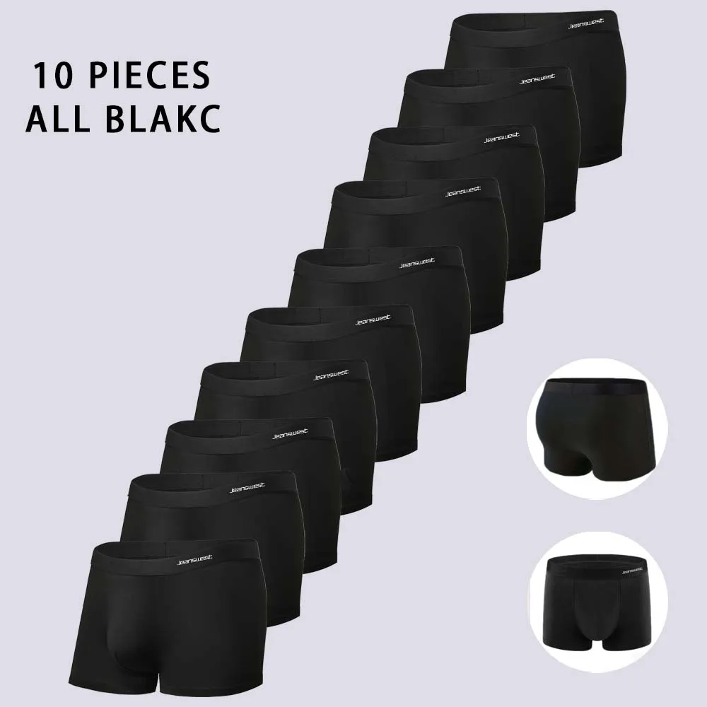 

10 шт., мужское нижнее белье черного цвета, летние дышащие мужские трусы, мягкие на ощупь мужские трусы, эластичные боксеры, шорты