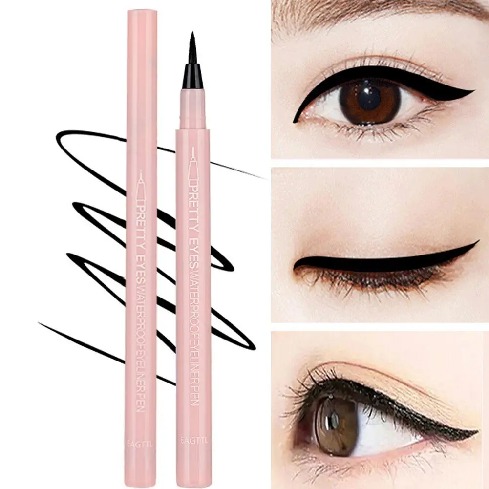 Cool Black Slender Eyeliner Smooth Lines Without Stashes Waterproof Eyeliner Sweat-proof Non-smudging Makeup Uniform Color W2M6