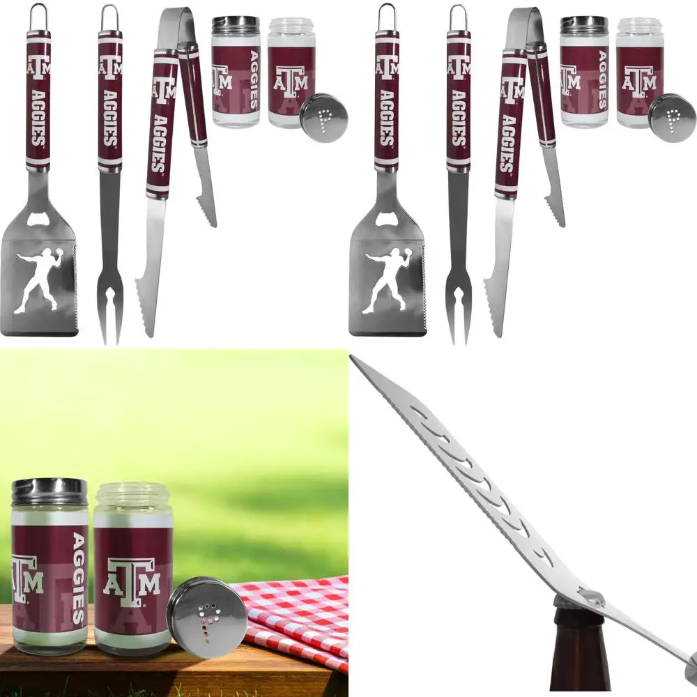 

Texas A&M Aggies 3-Piece Steel BBQ Tool Set with Shakers in Team Colors