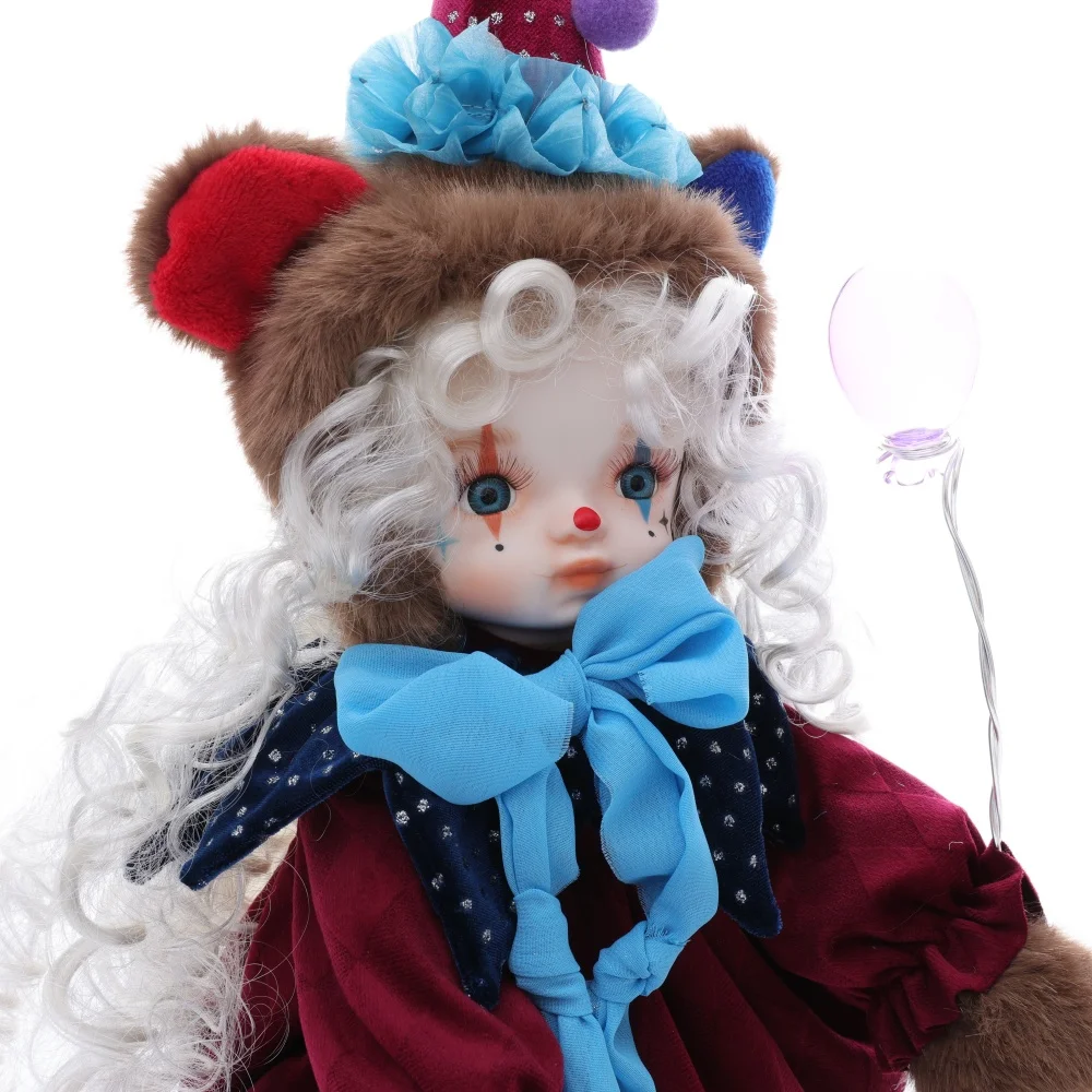 

Cloveray 13 inch Original New Clown Face Porcelain Doll Handmade Halloween High Quality Art Gifts