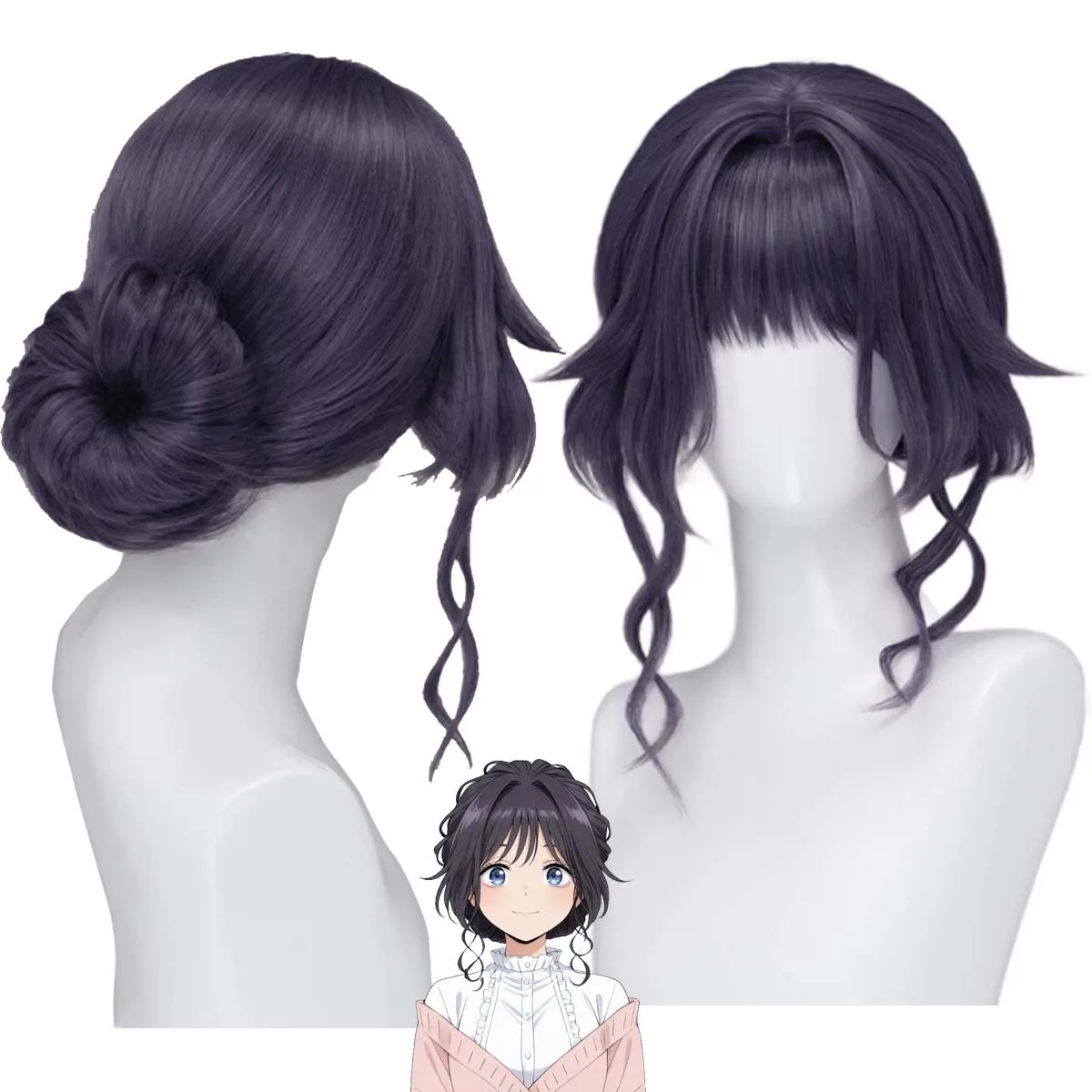 Women Anime Fragrant Flower Blooms Kaoruko Waguri Cosplay All Version Purple Heat Resistant Synthetic Hair Wig
